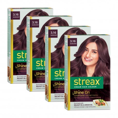Streax Cream Hair Color for Unisex - 120ml (Pack of 4)