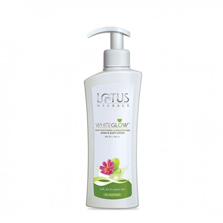 Lotus Herbals White Glow Skin Whitening and Brightening SPF-25 Hand and Body Lotion, 300ml