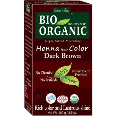 Indus Valley Bio Organic Henna Hair Colour (Dark Brown) - 100gm
