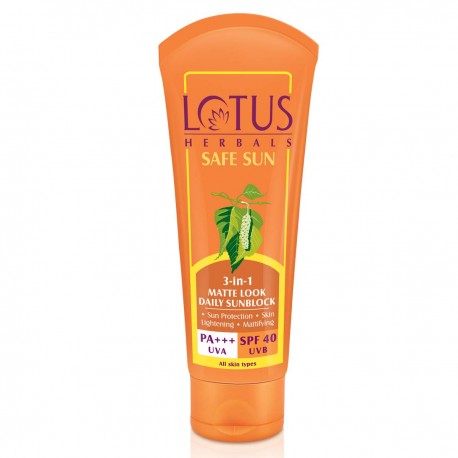 Lotus Herbals Safe Sun 3-In-1 Matte Look Daily Sunblock, SPF 40 100g