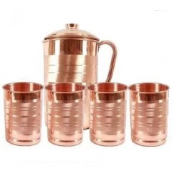 Pure Copper Water Jug - 1L (With 4 Copper Glasses)