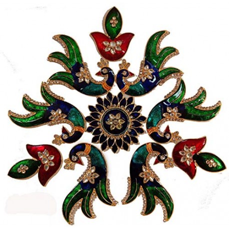 Metal Rangoli with Peacock and Centerpiece Decorative Diwali Decoration
