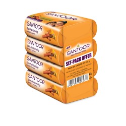 Santoor Sandalwood and Turmeric Bath Soap - 125gm (Pack of 4)