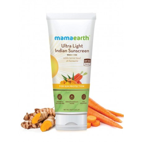Mamaearth's Ultra Light Natural Sunscreen Lotion SPF 50 PA+++ For Indian Skin 80ml