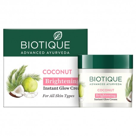 Biotique Coconut Brightening Instant Glow Cream - 50gm (Pack of 5)
