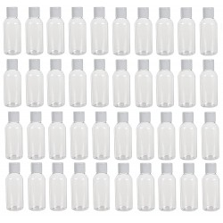 Dinojames Empty Refillable Round Plastic Bottles with Flip Top Caps - 100ml (Set of 40 Pcs)
