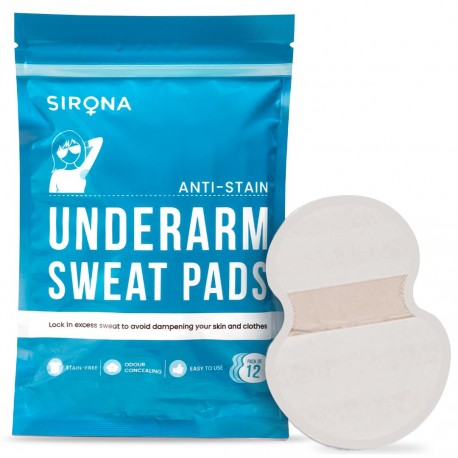 Sirona Anti Stain Disposable Underarm Sweat Pads - 12 pcs