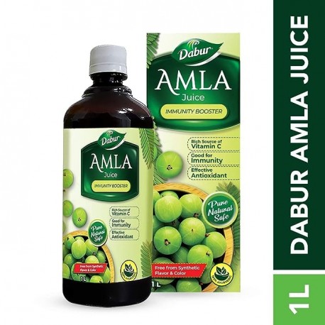 Dabur Amla Juice Rich Source of Vitamin C Effective Antioxidants for Immunity boosting Pure, Natural and 100% Ayurvedic Juice 1L