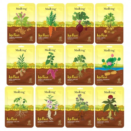 MasKing Jeju Root Facial Sheet Mask for Skin Glowing Pack of 12