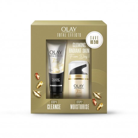 Olay Total Effects Giftpack  Day Cream with SPF 15 50gm  Cleanser 10Oily Dry Combin Pack of 2