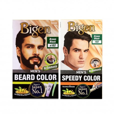 Bigen Beard 102 & Men’s Speedy Hair Color 102 (Pack of 2)
