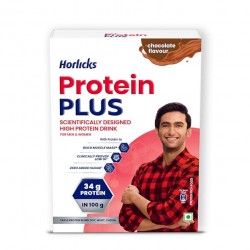 Horlicks Protein Plus Chocolate Protein Drink for Adults, 400g Container | Whey, Soy & Casein Blend High Protein Powder