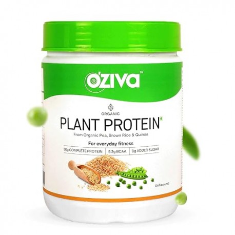 OZiva Organic Plant Protein for Everyday Fitness | 30g Protein - Pea Isolate Complete Plant Protein Powder 500gm