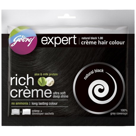 Godrej Expert Rich Crème Hair Colour, 20ml+20g (Pack of 10) - Natural Black