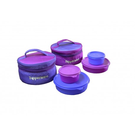 Tupperware New Classic Plastic Lunch Set, 4-Pieces, Multicolour