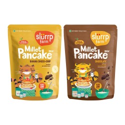 Slurrp Farm Instant Breakfast Millet Pancake Mix, Banana Choco-Chip, Supergrain and Chocolate for Kids & Adults, 150g Pack of 2
