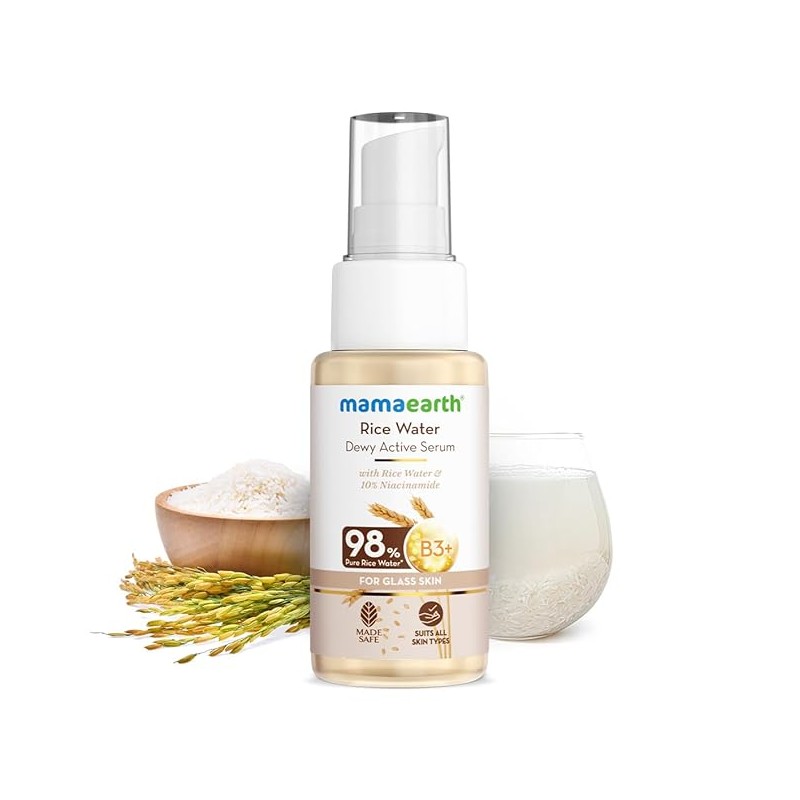 Mamaearth Rice Water Dewy Active Serum with 10% Niacinamide, Rice Water ...