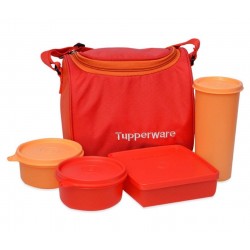 Tupperware Plastic Lunch Bag Set with Bag, 4-Pieces, Multicolour