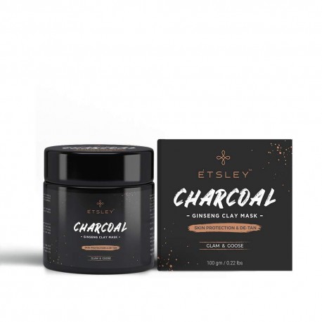 Etsley Charcoal Ginseng Clay Mask Skin Protection & De-Tan Face Mask 100gm