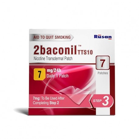 Rusan 2baconil Nicotine Transdermal Patch 7mg/24h | Helps to Quit Smoking | 7 Patches (Step 3)