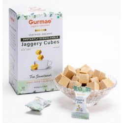 Gurmae Organic Instantly Dissolvable Jaggery Cubes Tea Sweetener Healthy Sugar (50 Cubes)