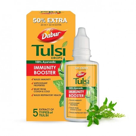 Dabur Tulsi Drops 30ml Ayurvedic Builds Respiratory Health