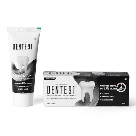 Dente91 Anti-Stain Charcoal Toothpaste for Stain Removal 70g