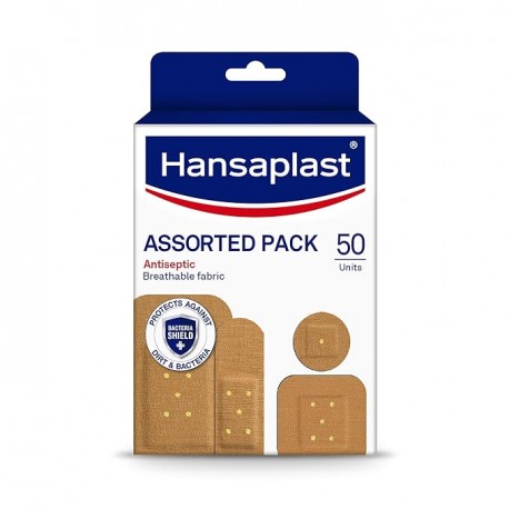 Hansaplast Antiseptic Plasters in Various Shapes & Sizes Pack of 50 Units pack of 2