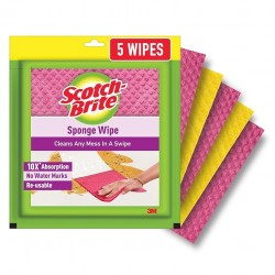 Scotch-Brite Sponge Wipe Resusable Kitchen Cleaning (pack of 5)