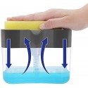 Vasukie 2-in-1 Soap Dispenser for Kitchen and Sponge Holder Dish Soap Plastic (Square)