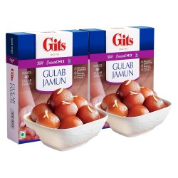 Gits Instant Gulab Jamun Dessert Mix, Makes 40 per Pack 400g (Pack of 2, 200g Each), White
