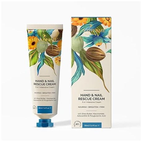 LuxaDerme Hand & Nail Rescue Cream - Nourishes, Brightens, and Firms Dry Hands 50ml