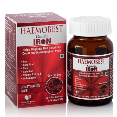 HealthBest Haemobest Capsules Iron Supplement Red Blood Cell Supplement 60 Capsule pack of 1