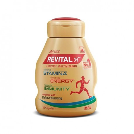 Revital H Men Multivitamin with Calcium, Zinc & Ginseng for Immunity, Strong Bones & Energy pack of 2