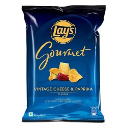 Lay's Gourmet Kettle Chips, Vintage Cheese & Paprika Flavour Snacks Cheese 55 Gm pack 5