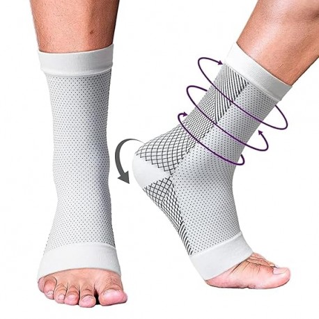 Yoga Foot Alignment Socks Easing Five Toe Separator Plantar Fasciiti Relief & Men & Women (White，L/XL)