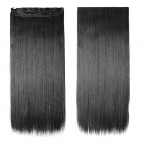 Long Hair Smooth and Silky Straight Synthetic Hair Extensions for Women, Black