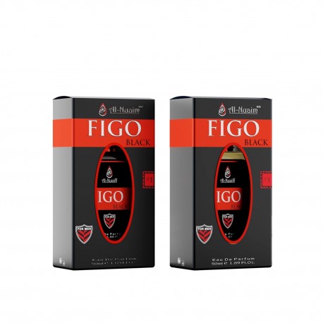 Al-Nuaim Figo Black Eau De Parfum For Men, Liquid EDP Perfumes (Pack Of 2) 50ml