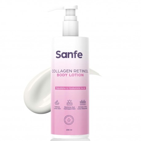Sanfe Collagen Retinol Body Lotion For Skin Tightening, Firming, Stretch Marks Brighter, Soft Skin For Men & Women - 200ml