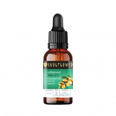Soulflower Moroccan Argan Oil for Light Oil for styling for Frizzy, Dry & thin hair Fall Control for Men & Women 30 ml