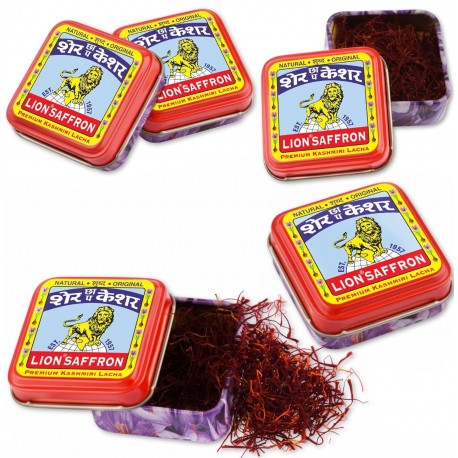 LION BRAND SAFFRON Original Kashmir Lacha Saffron Kesar 1gm - (Pack of 5)