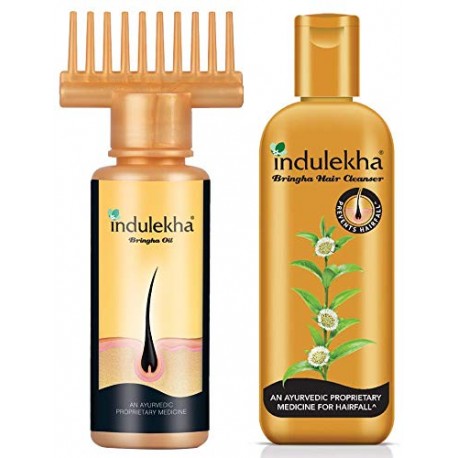 Indulekha Bhringa Hair Oil 50 ml And Indulekha Bringha Hair Anti-Hair Fall Shampoo, 100ml