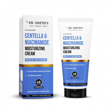 Dr. Sheth’s Centella and Niacinamide Moisturizing Cream Fast Absorbing & Non-Sticky 100g (pack of 3)
