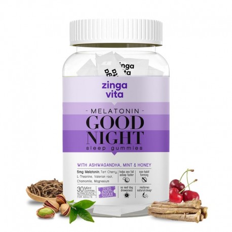 Zingavita 5mg Melatonin Sleep Gummies with Ashwagandha & Honey 100MG (PACK OF 3)