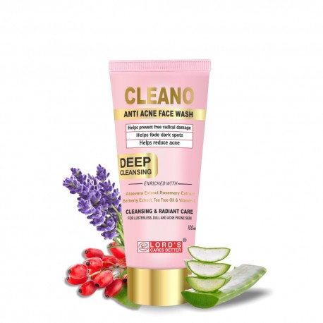 Lords Cleano Anti Acne Face Wash for Deep Cleansing 100ml (pack of 3)