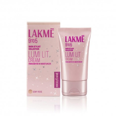 Lakme Lumi Cream - Face cream with Moisturizer + Highlighter Dewy Rose, 30g (pack of 3)