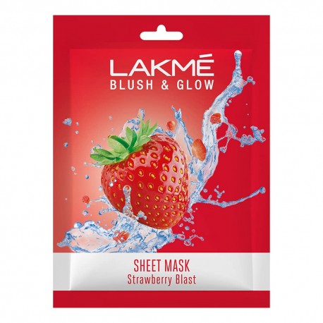 LAKMÉ Blush & Glow Strawberry Sheet Mask, 25 Ml (pack of 3)