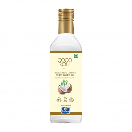 Coco Soul Cold Pressed Unrefined Virgin Coconut Oil 60% MCT Multipurpose Usage Daily Cooking 1000ml (pack of 2)
