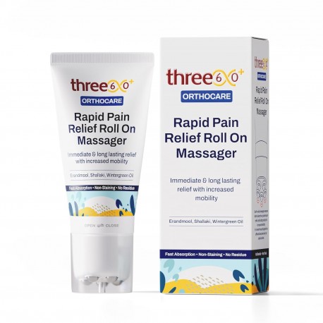 three60+ Rapid Pain Relief Roll On MassagerTargeted, Hands-Free Massage  Application 50Ml