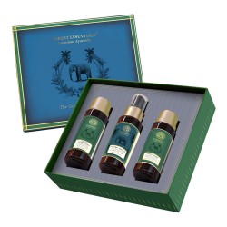 Forest Essentials Essentials For Him  Sandalwood & Orange Peel Spray Luxurious Gift Set For Men  3 Piece Gift Set